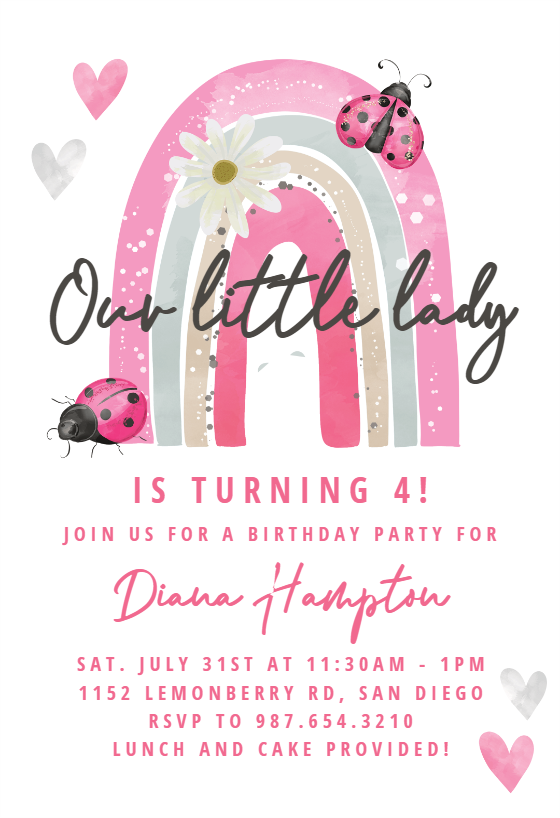 pink ladybug invitation