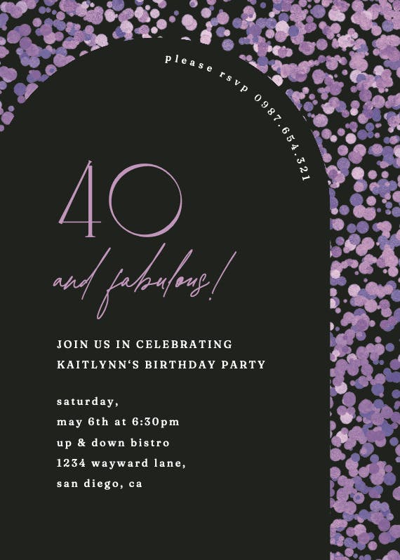 Lavender confetti - party invitation