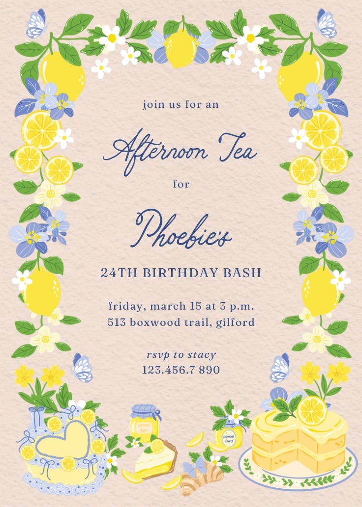 Lemons, celebrate! - invitación de cumpleaños