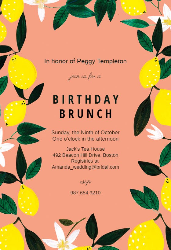 Lemons - birthday invitation