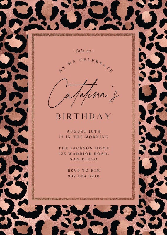 Leopard framed - party invitation