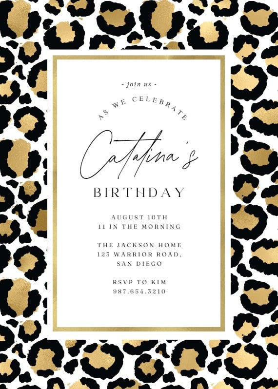 Leopard framed - printable party invitation