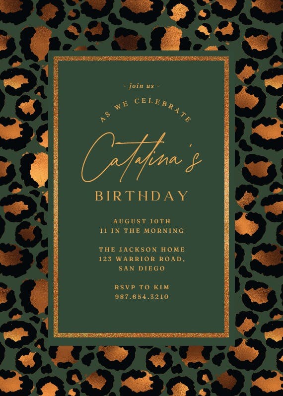 Leopard framed - birthday invitation
