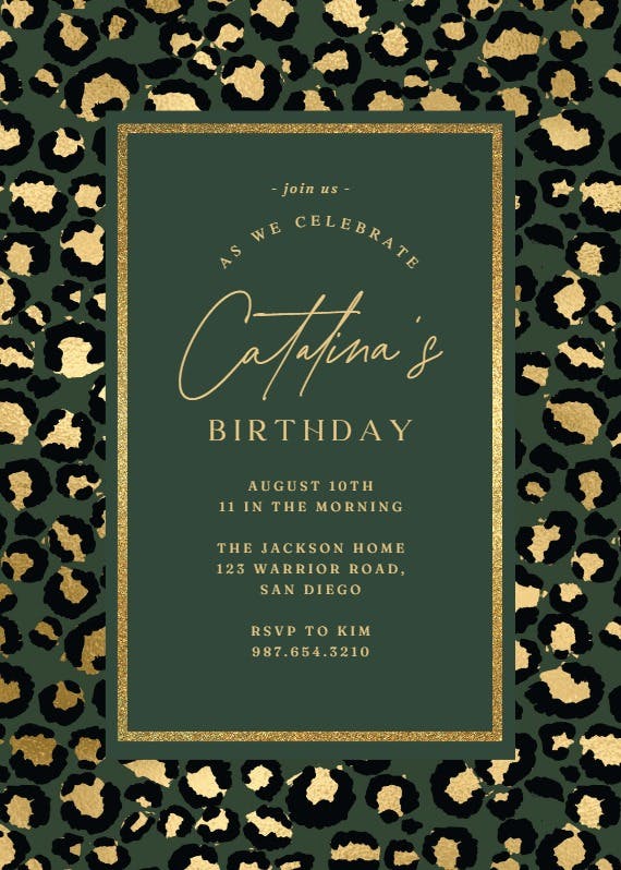 Leopard framed - birthday invitation