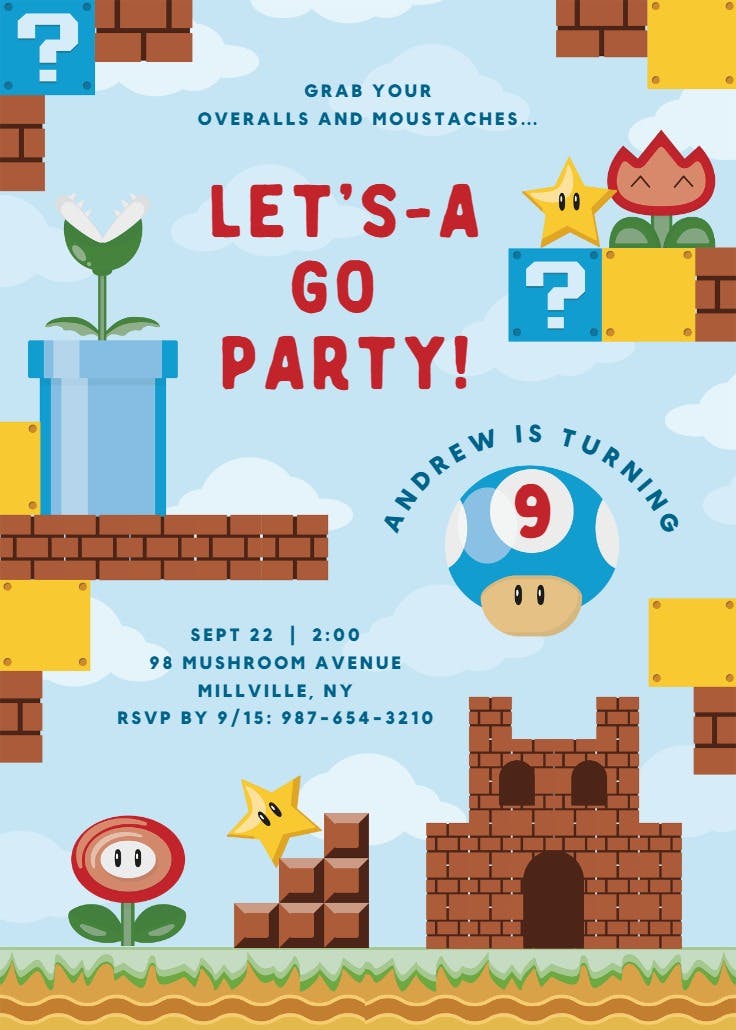 Let's-a go - invitation