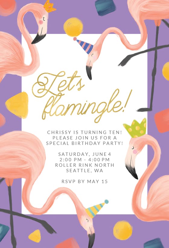 Let's flamingle bday -  invitación de cumpleaños