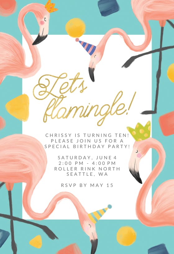Let's flamingle bday - birthday invitation