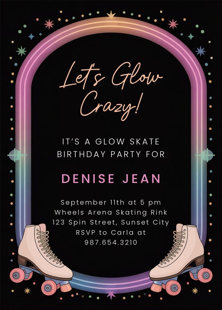 Let's glow crazy - invitación de fiesta