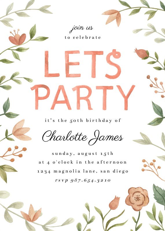 Let's party -  invitación de cumpleaños