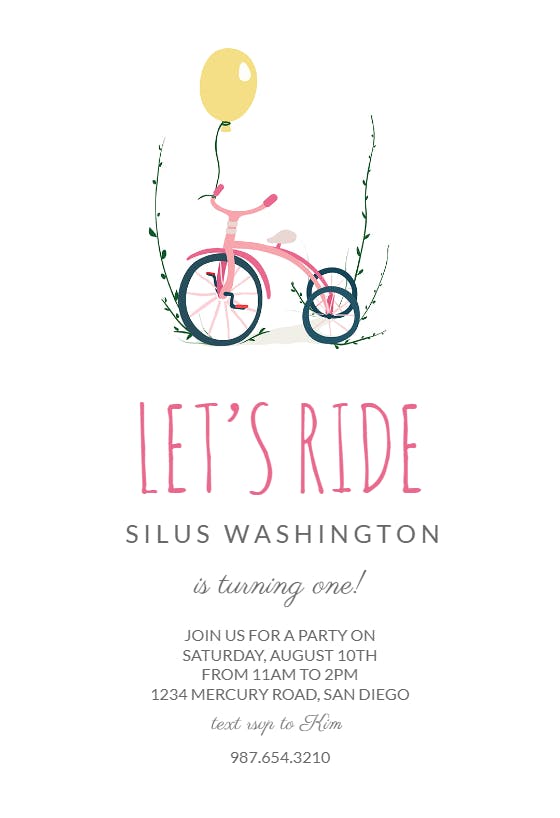 Let's ride - birthday invitation