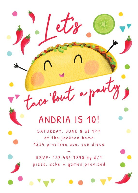 Let's taco bout party - invitation