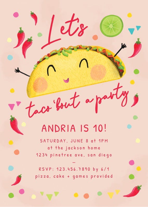 Let's taco bout party - party invitation