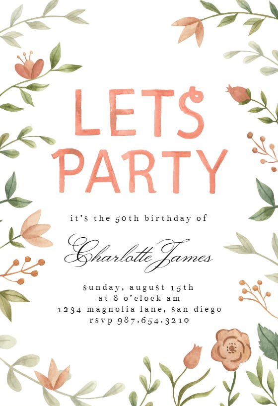 Let S Party Birthday Invitation Template Greetings Island