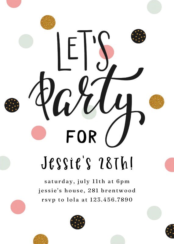 Lets party - birthday invitation