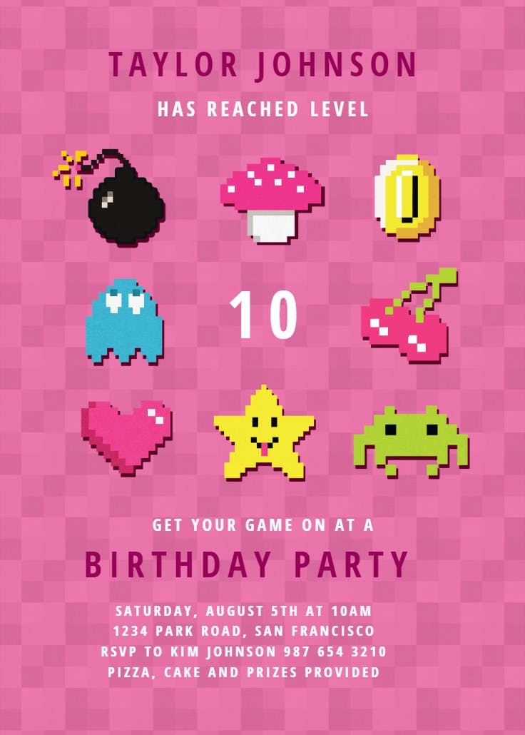 Level up gamer - party invitation