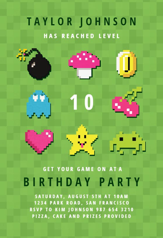 Level up gamer - birthday invitation