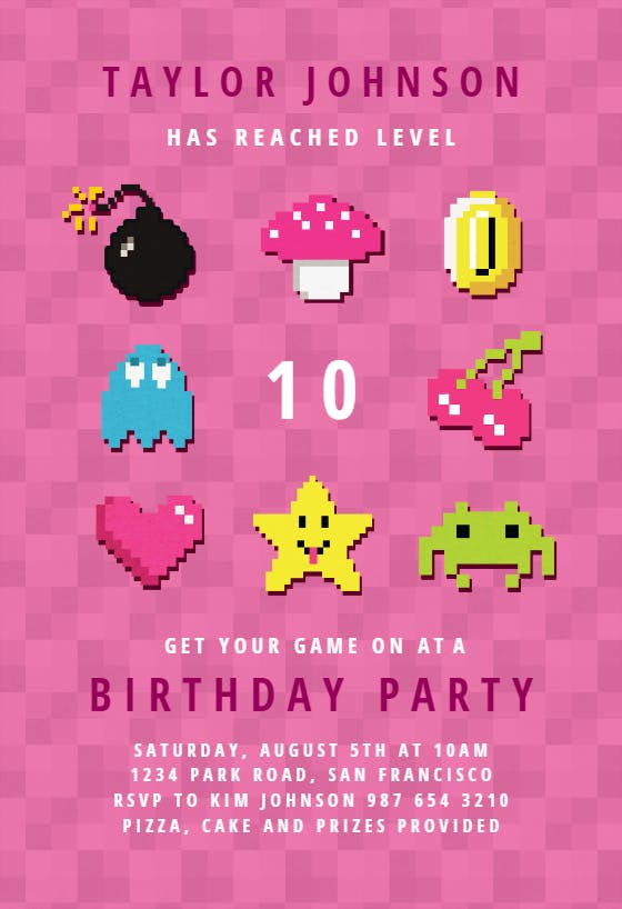 Level up gamer -  invitación de cumpleaños