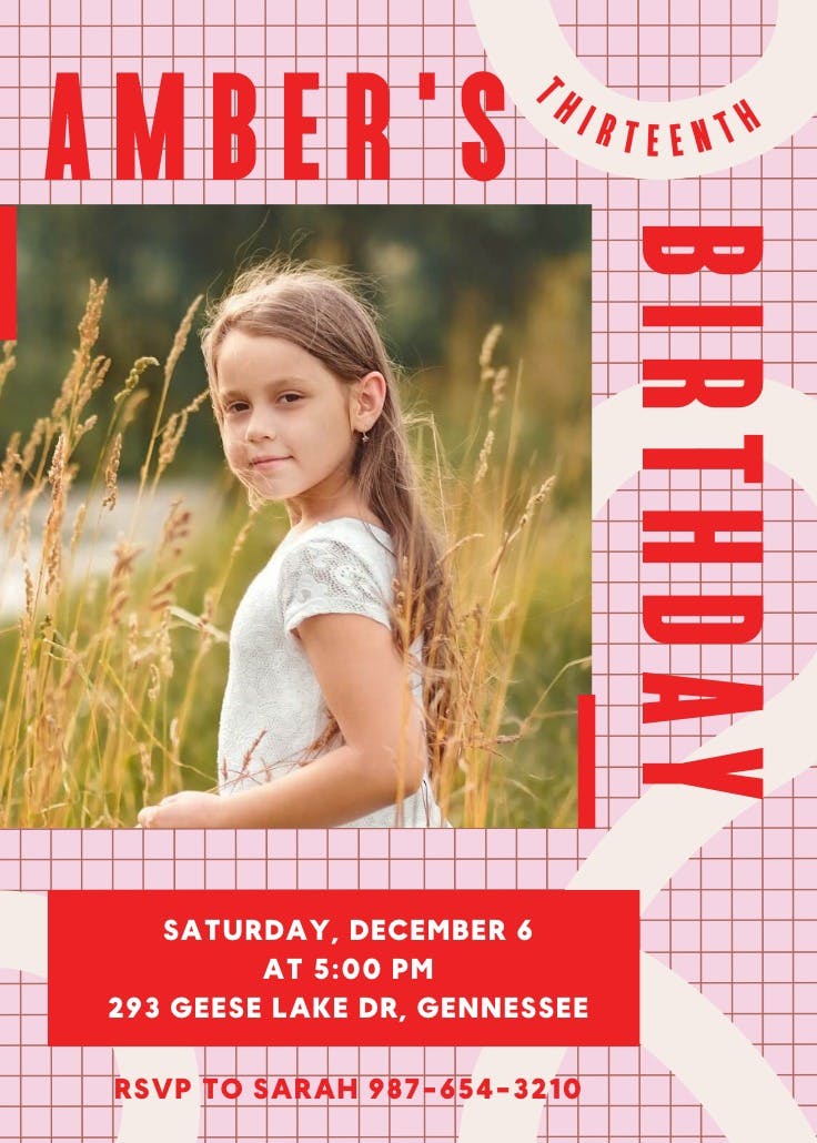 Lines & curves - birthday invitation