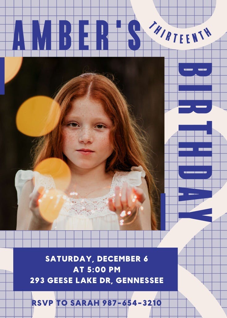 Lines & curves - birthday invitation