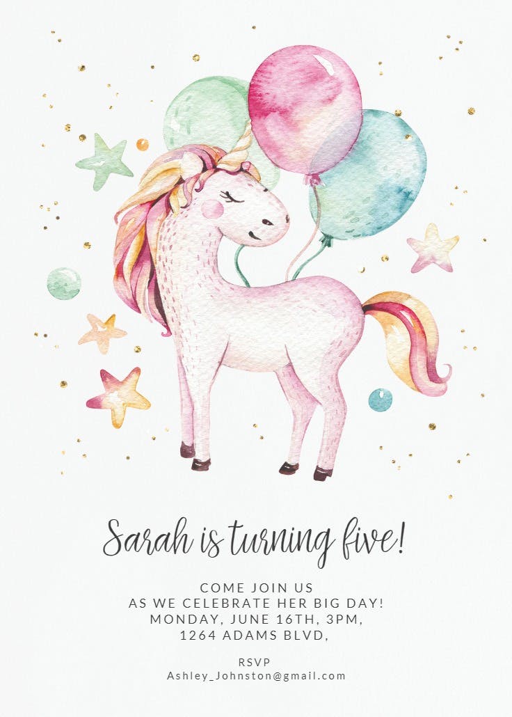 Loveable unicorn - party invitation