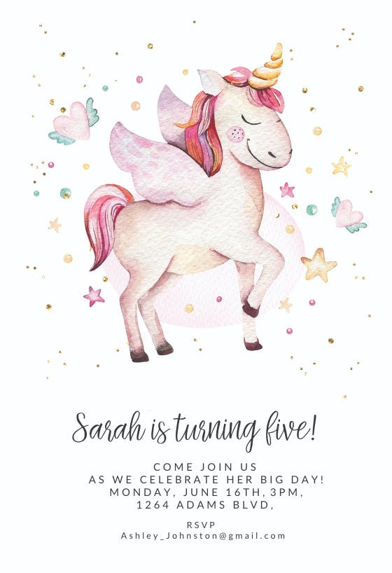 Loveable unicorn -  invitación de fiesta
