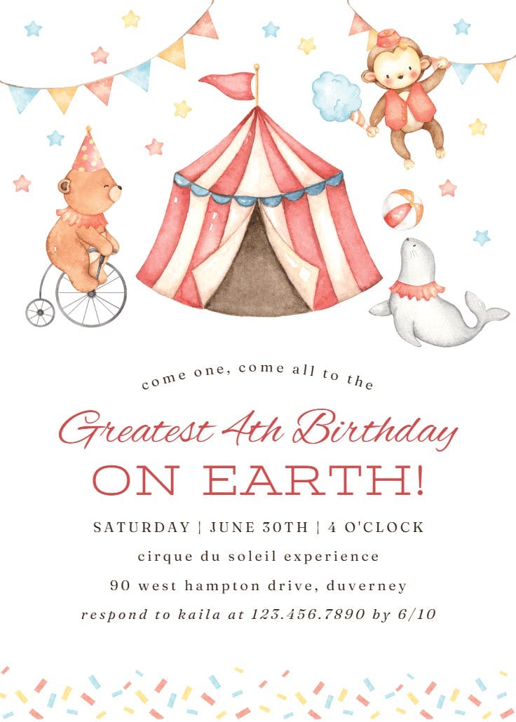 Lovely circus - invitación de fiesta