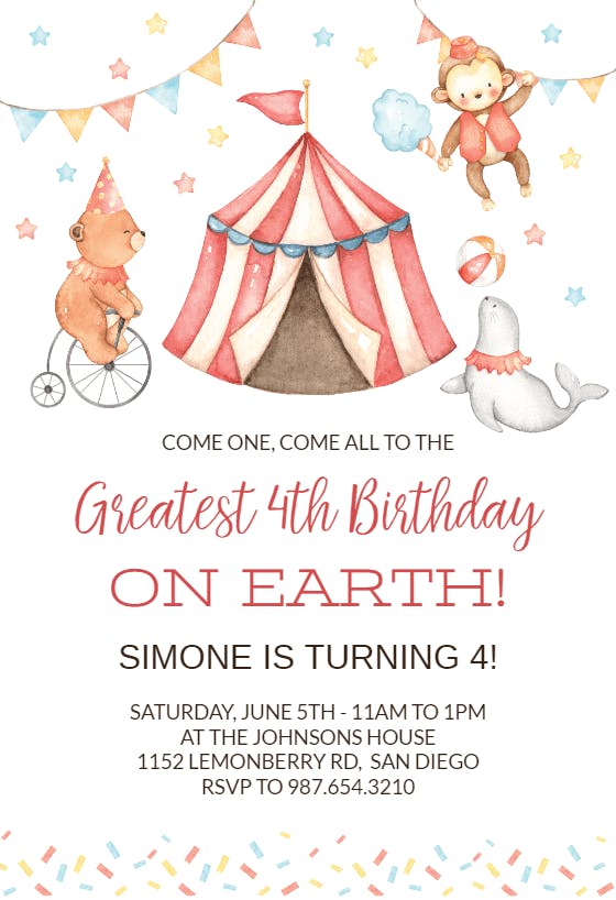 Lovely circus -  invitación de cumpleaños