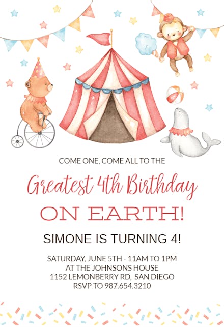 Lovely Circus - Invitation Template