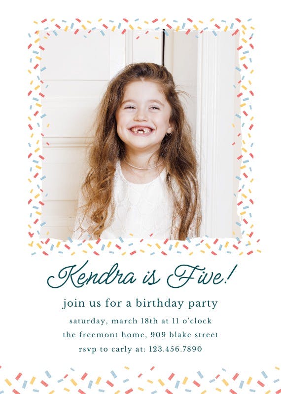 Lovely confetti -  invitación de fiesta de cumpleaños con foto