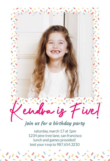 Lovely Confetti - Invitación de Cumpleaños