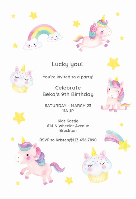 unicorn birthday invitation templates free greetings island
