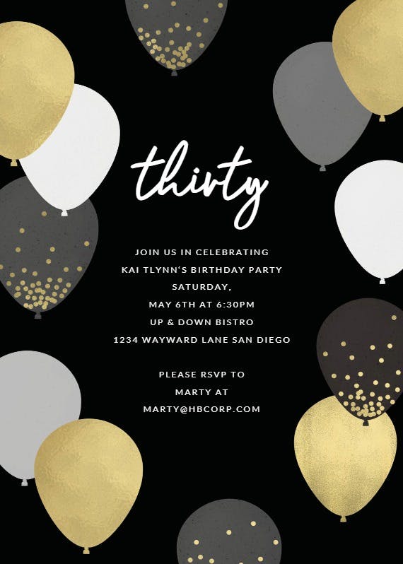Luxe balloons - party invitation