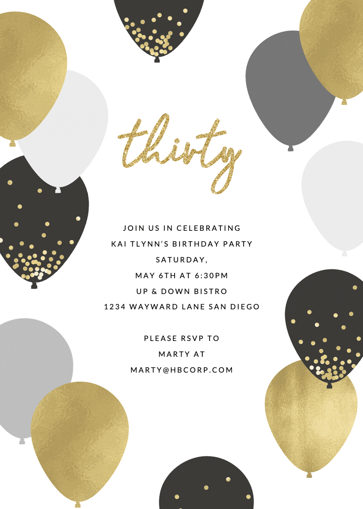 Luxe balloons - invitation