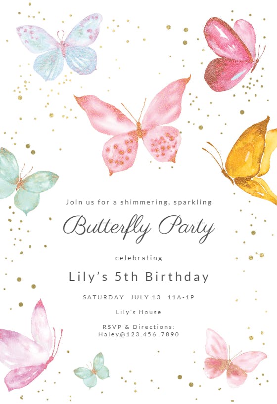 Magical Butterflies Birthday Invitation Template (Free) Greetings