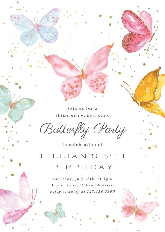 Magical butterflies - birthday invitation