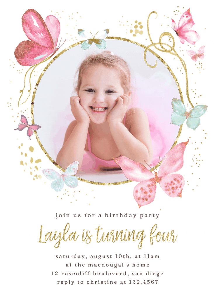 Magical butterflies photo - invitation