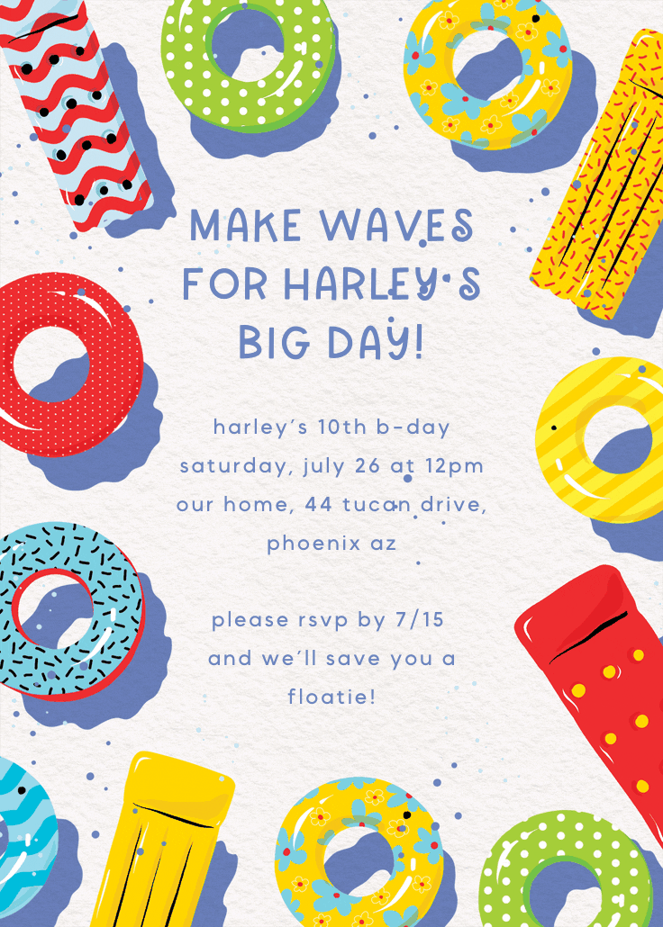 Make waves - invitación de cumpleaños