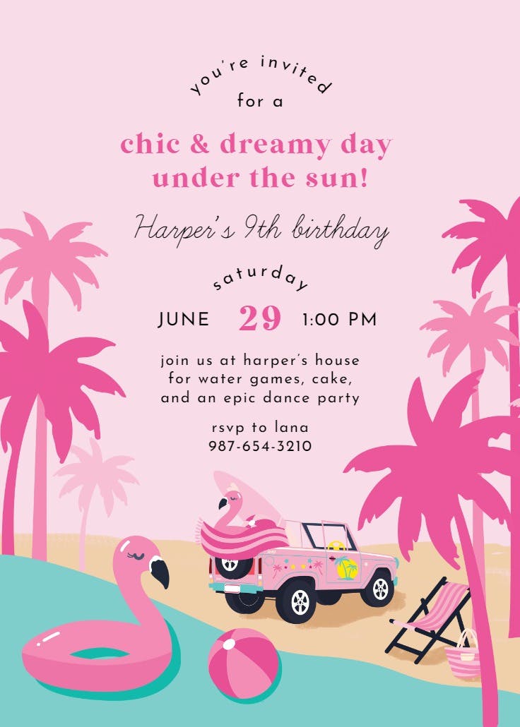 Malibu accessories - printable party invitation