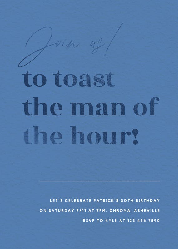 Man of the hour - birthday invitation