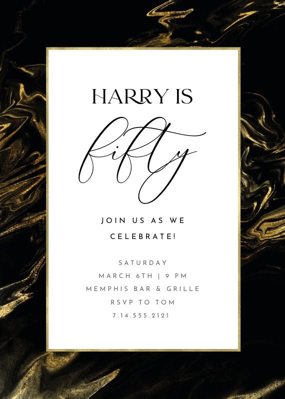 Marble frame - birthday invitation