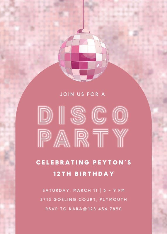 Mega fun disco - birthday invitation