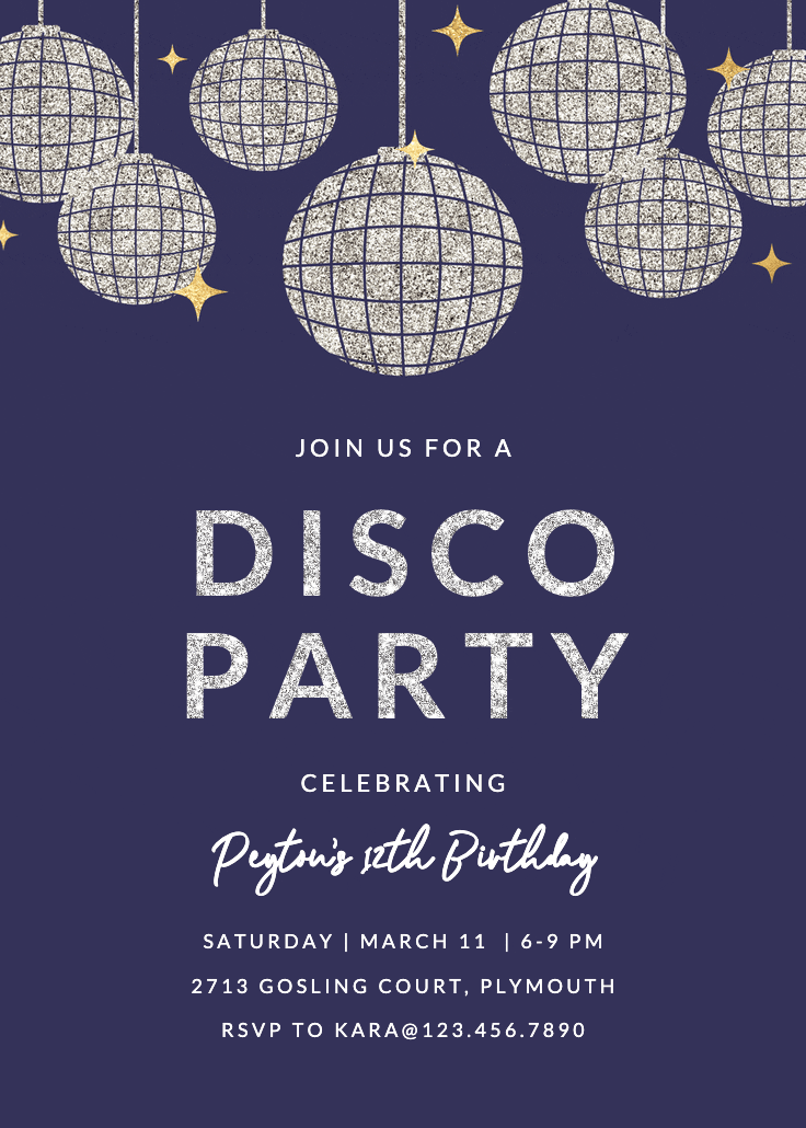 Mega fun disco party - invitación de cumpleaños