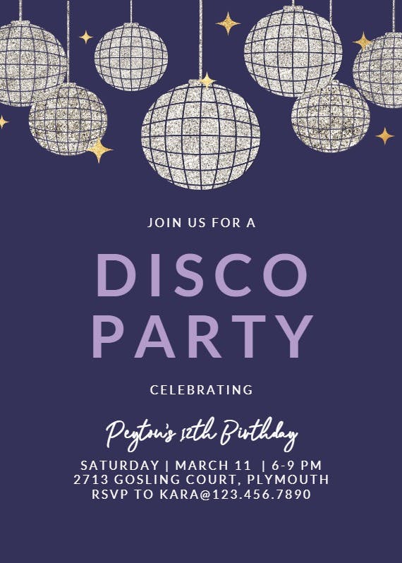 Mega fun disco party -  invitación de cumpleaños