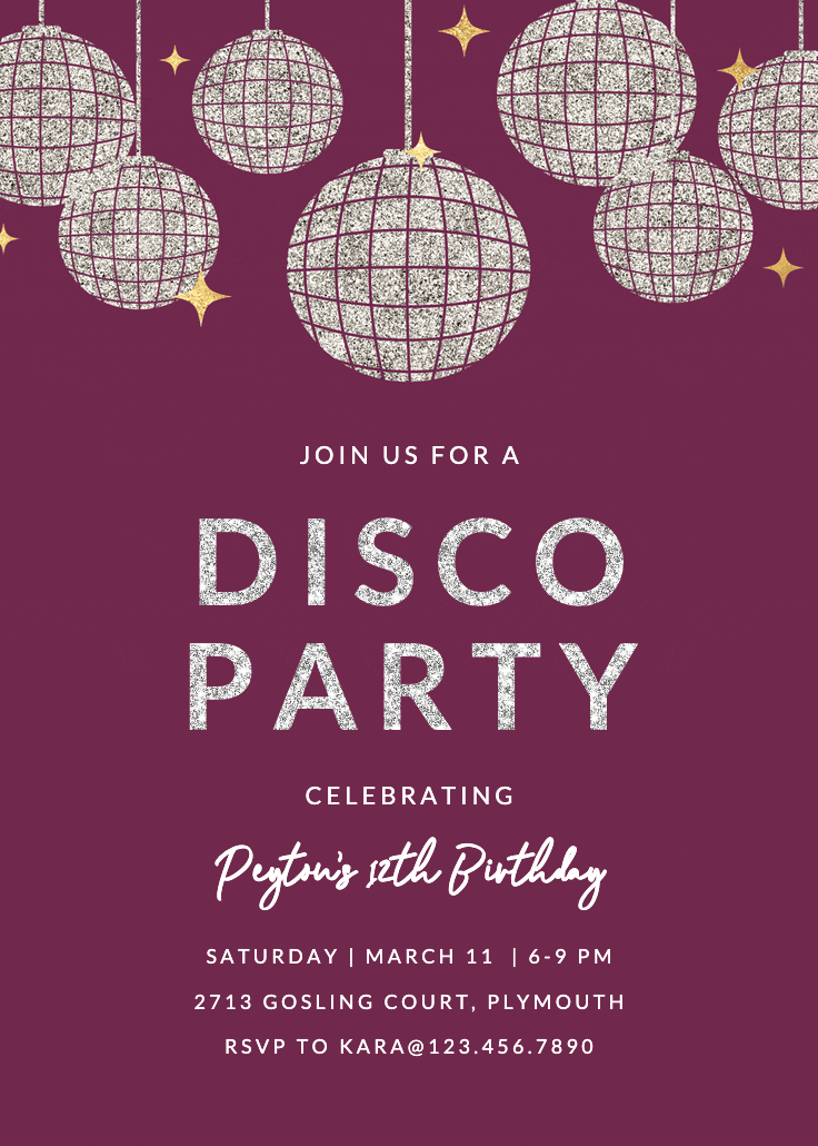 Mega fun disco party -  invitación de cumpleaños