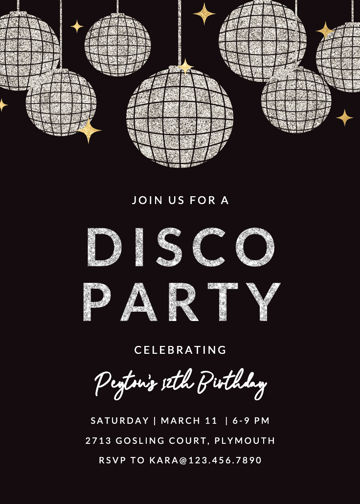 Mega fun disco party - invitación de cumpleaños