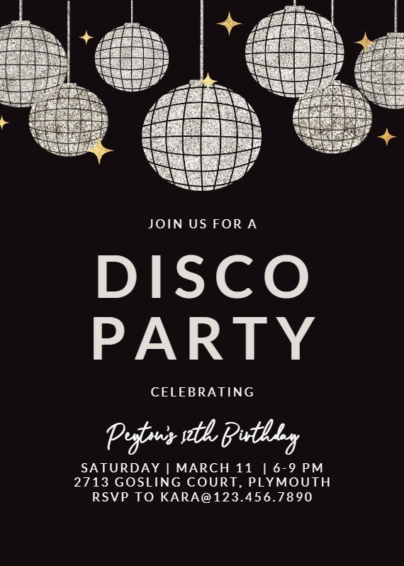 Mega fun disco party - birthday invitation