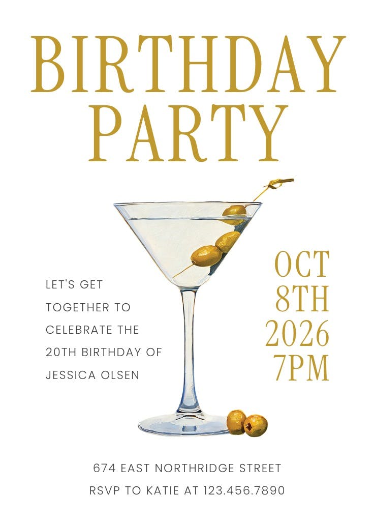 Mellow martini  - invitación de cumpleaños