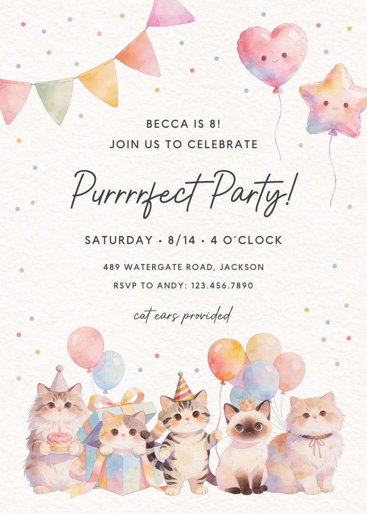 Meow's the time - invitación para todos los días