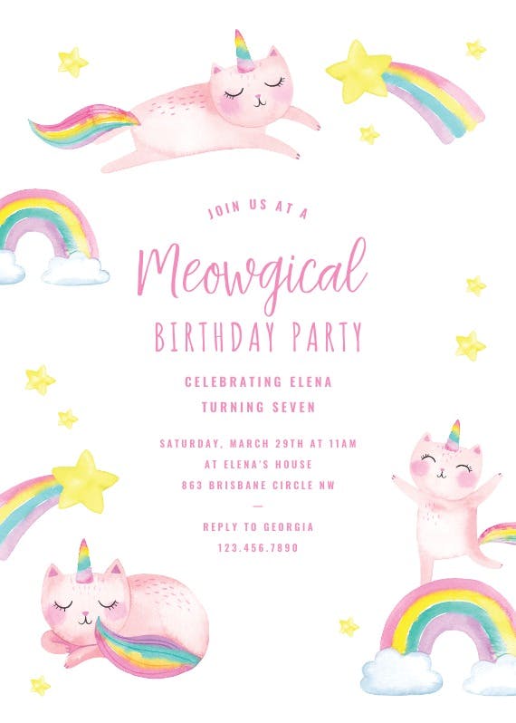 Meowgical day - birthday invitation