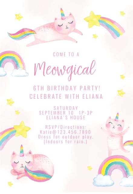 Meowogical Day - Invitación De Cumpleaños